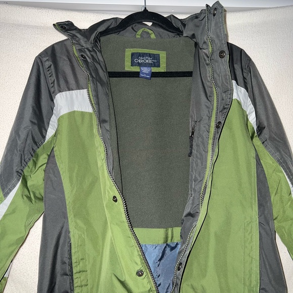 Cherokee Kids Windbreaker Jacket Insulated Full Zip Green Gray Youth Size Large - Picture 4 of 6
